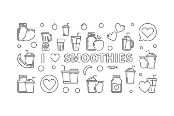 I Love Smoothies modern outline vector banner