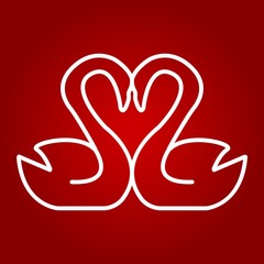 Swans in love line icon, valentines day