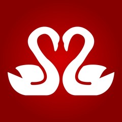 Swans in love glyph icon, valentines day