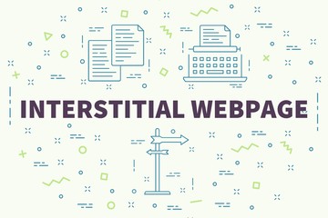 Conceptual business illustration with the words interstitial webpage