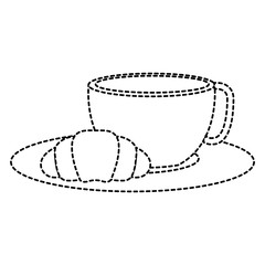 Fototapeta na wymiar coffee cup hot with bread vector illustration design