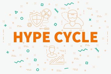 Conceptual business illustration with the words hype cycle