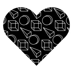 label shape heart different geometric figures vector illustration black background image