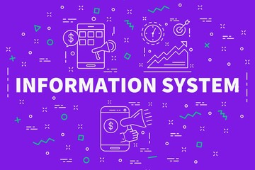 Conceptual business illustration with the words information system