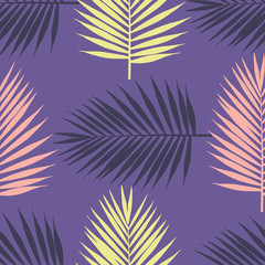 Fototapeta na wymiar Ultra violet tropical palm leaves seamless pattern. Vector illustration.