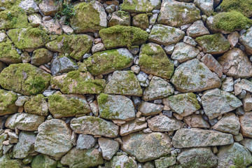 背景素材　苔むす石垣
