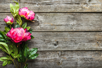 Fototapeta premium Peony flowers bouquet, background for womens day or card for mothers day