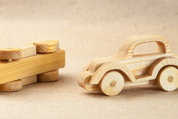 Wooden handmade toy - a car (retro car)