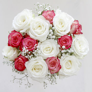 Bouquet of Pink and White Roses