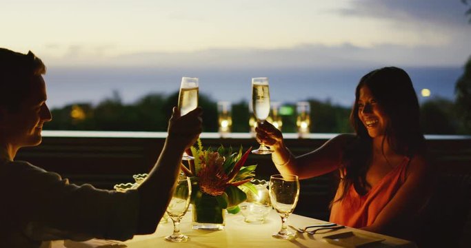 Couple enjoying romantic candle light dinner