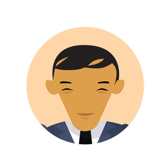 Asian Business Man Profile Icon, Chinese Or Japanese Businessman Avatar Isolated Flat Vector Illustration