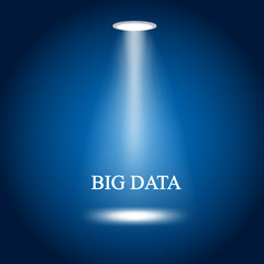 Business illustration. The light from the lamp with the inscription:big data