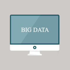 Flat monitor. Business illustration with the inscription:big data