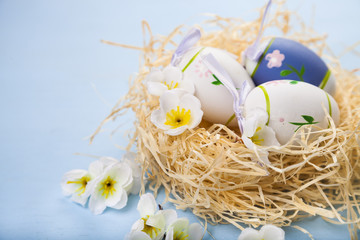 Easter eggs in nest