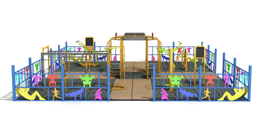 playground for fitness and worckout 3d render on white