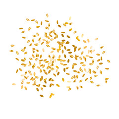 Scattered gold wheat seed design element. Simple vector illustration for surface design, background.