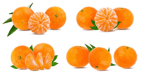 Fresh mandarin orange isolated on white background with clipping path