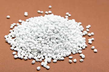 Plastic pellets. White Colorant for plastics. Plastic Raw material