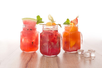 Fototapeta na wymiar Delicious cocktails of berry citrus and fruit flavors