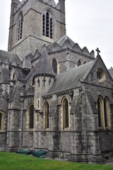 Fototapeta na wymiar Gothic stone Christ Church Cathedral in Dublin in Ireland.