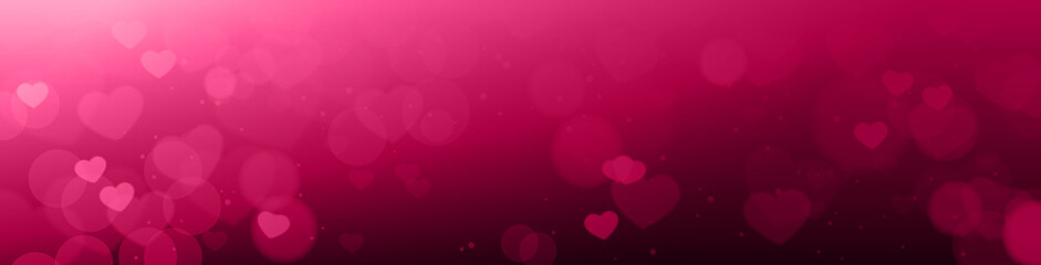 Shiny Hearts Bokeh Beautiful Valentines Day Background Horizontal Banner Vector Illustration