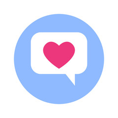 Chat Bubble With Heart Icon On Blue