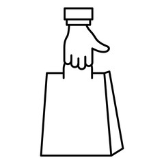 hand with shopping bag isolated icon vector illustration design