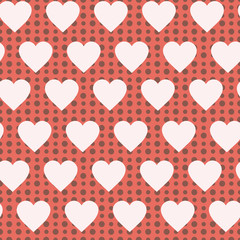 Retro Seamless Pattern Pastel Hearts And Dots Romantic Background Vector Illustration