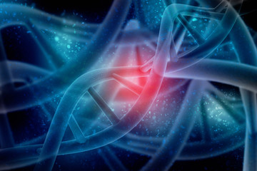3d render of dna structure, abstract background