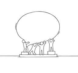 working little people with speech bubble