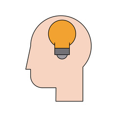 Head with bulb idea icon vector illustration graphic design