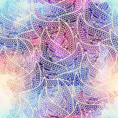 Low poly ornamental texture based on decorative elements Paisley. Seamless pattern in indian style.