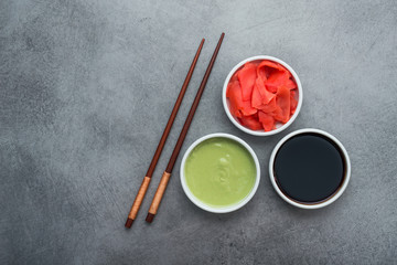 Fototapeta na wymiar Ingredients for making sushi at home