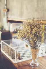 vintage flower pot in coffee cafe