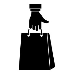 hand with shopping bag isolated icon vector illustration design