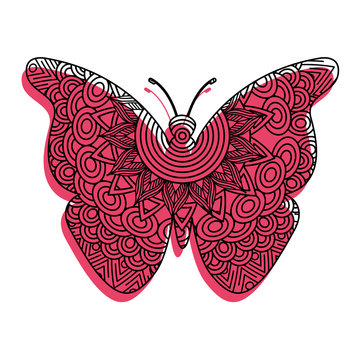 hand drawn for adult coloring pages with butterfly zentangle vector illustration