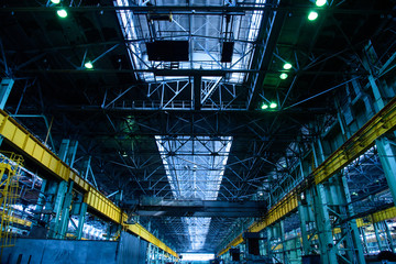 industrial equipment at the factory in production hall close up