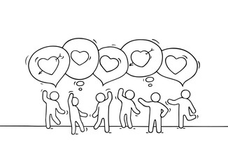 people with speech bubbles and hearts