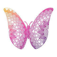 hand drawn for adult coloring pages with butterfly zentangle vector illustration color line gradient design