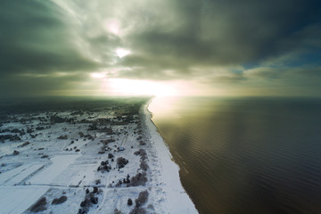 Baltic sea coast in winter.