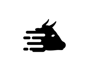 Simple Digital Black Bull Head with Horn Symbol Modern Logo Icon Vector