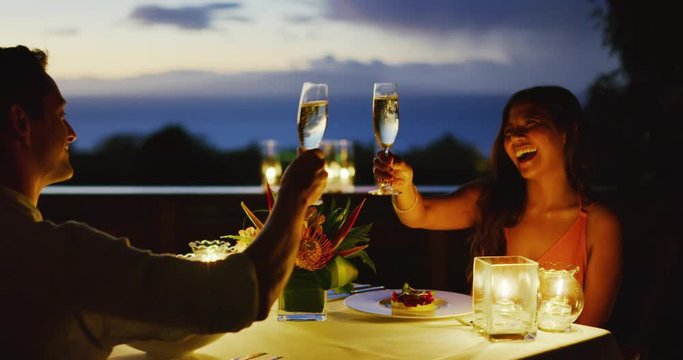 Couple enjoying romantic candle light dinner