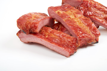 Roasted pork ribs isolated on white background