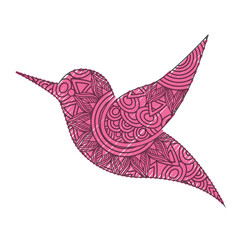 hand drawn for adult coloring pages with hummingbird zentangle vector illustration