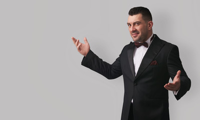 handsome young man in tuxedo