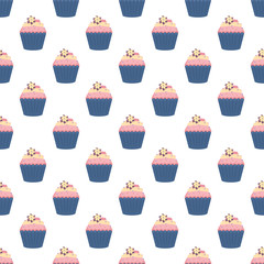 Birthday party vector celebratory seamless pattern with garlands balloons holiday confetti hearts surprise carnival background decoration.