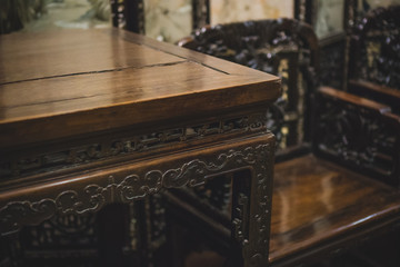 Table with chairs during the ancient China.