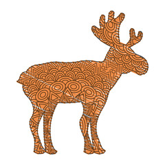 hand drawn for adult coloring pages with moose zentangle vector illustration