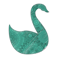 hand drawn for adult coloring pages with swan zentangle vector illustration