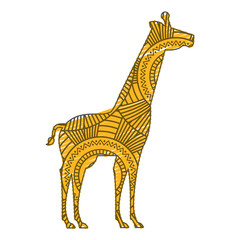 hand drawn for adult coloring pages with giraffe zentangle vector illustration